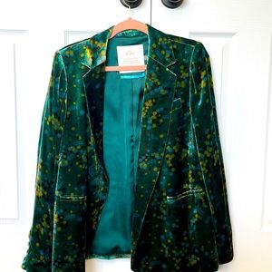 green velvet blazer smoking jacket - size 10